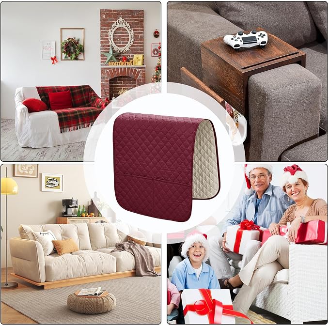 Sofa Armrest Organizer Comfortable Anti-Slip Waterproof | Recliner Arm Protector for Books Tablet Phone TV Remote Cellphone Book Phones Pets Chocolate Remote Control Snack