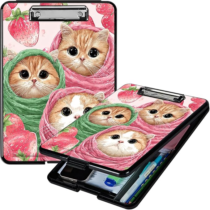 Heavy Duty Storage Clipboard, Slim Nursing Clipboard with Internal Pen Case, Portable File Organizer Case for A4 Letter Size Paper Office Medical Professionals, Moon Orange Mushroom