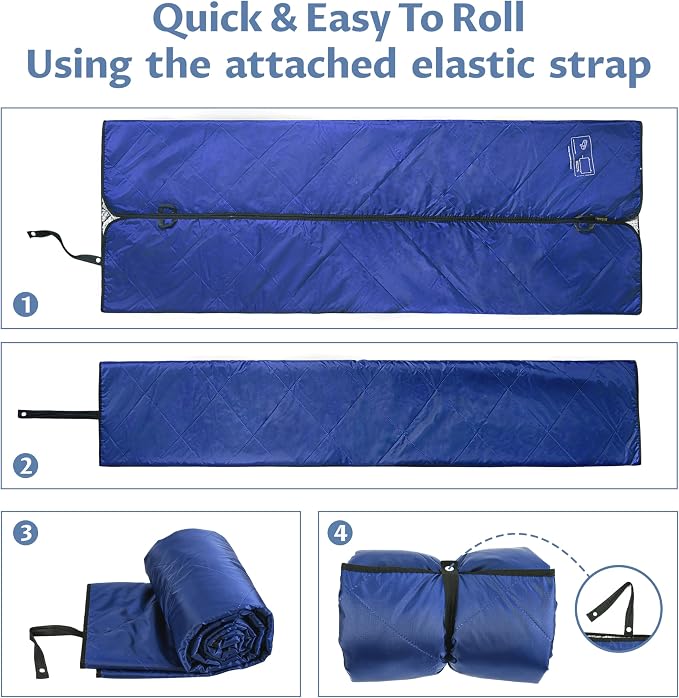 Tirrinia Waterproof Outdoor Blanket with Sherpa Lining, Windproof Foldable