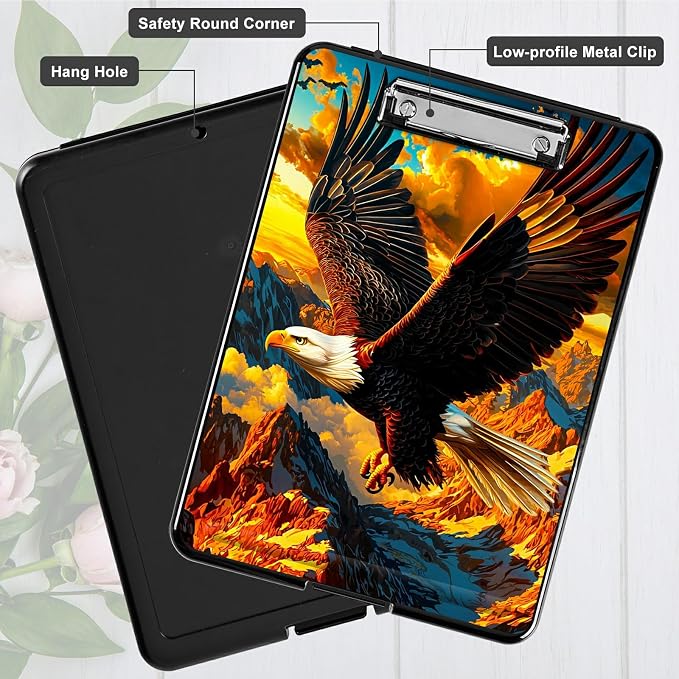 Mountain Eagle A4 Clipboard with Storage Pen Holder, Clipboards Organizer Nursing Clipboard Foldable File Folder Plastic Clipboard Folio Clip Board for Office Students Classroom Doctor