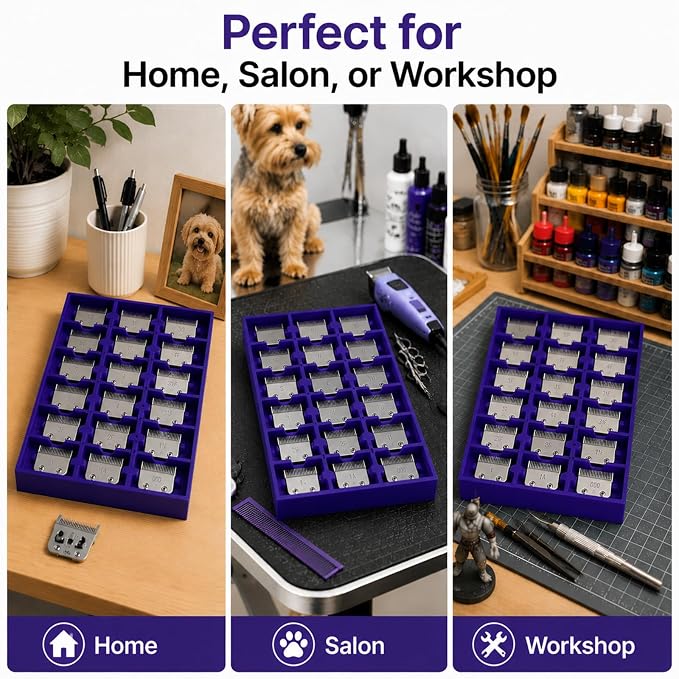 Mini Toolbox Drawer Organizer for Dog Grooming Blades – Desktop Storage Insert, Holds 18 Blades, Perfect for Pet Grooming Tools, Workshop or Home Use