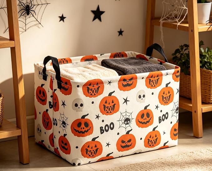 Rectangle Baskets Halloween Basket Spider Storage Bin for Room Decor Gift Basket(Spider Halloween)
