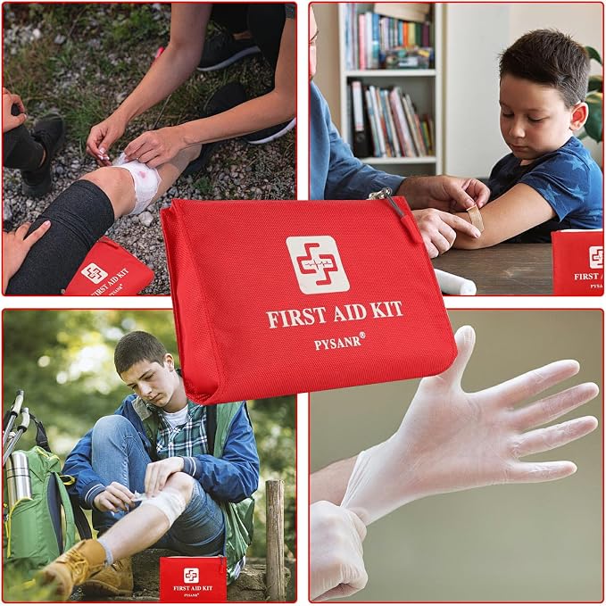 150 Piece Small First Aid Kit Portable Emergency Bag Compact Medical Kit | Mini Waterproof First Aid Bag with Foil Blanket Ready for Emergency Home Camping Travel Sports Office Outdoor Car School