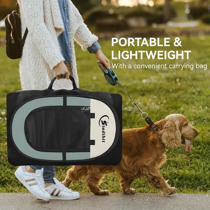 Siedihit Medium Dog Cat Playpen, Puppy Pet Playpen Indoor for Dog Crate Tent Cage Outdoor, Portable Pop Up Dogs Enclosure Kennel with Carrying Case for Dogs/Cats/Rabbits
