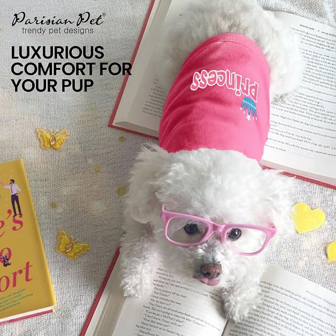 Parisian Pet Princess Dog Shirt – 100% Cotton Shirts for Large Dogs – Pink Sleeveless Pet Clothes – Lightweight and Breathable Dog Apparel – Girl Dogs Clothes - Stretchy Pet T Shirts