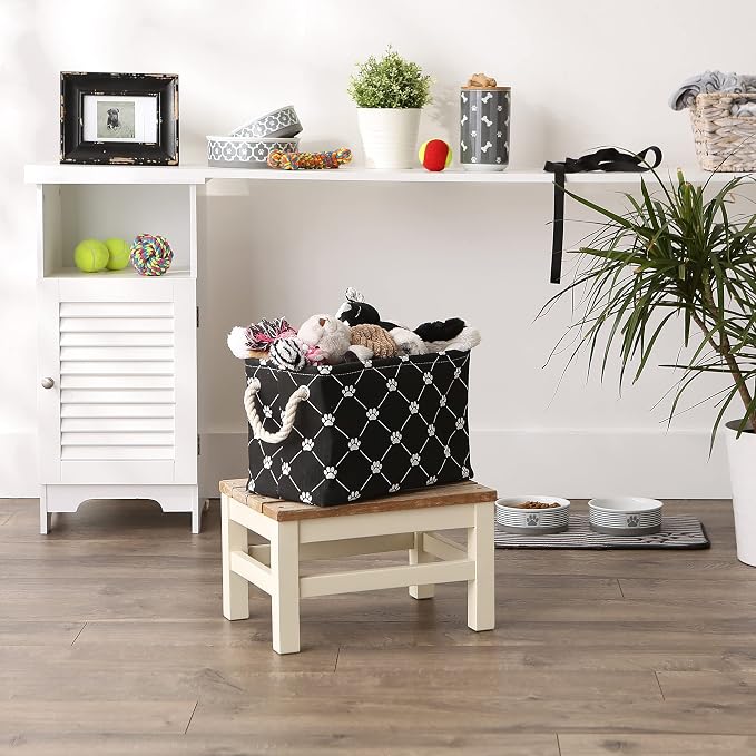Bone Dry Pet Storage Paw & Bone Trellis, Small Rectangle 14x8x9, Black
