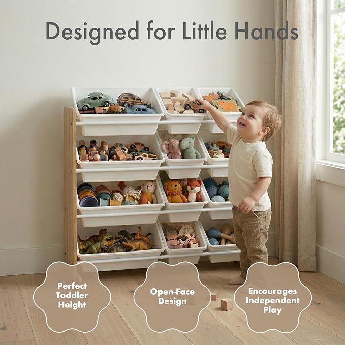 Humble Crew Kids Toy Organizer with 12 Bins, 4 Tier Storage for Playroom