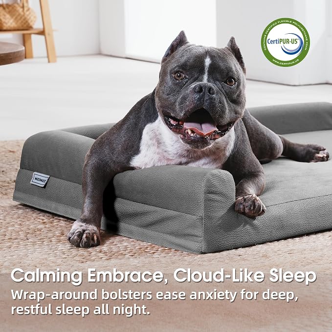 Gel Memory & High-Density Foam Orthopedic Dog Bed 35x27x6 Medium | | Double Waterproof Cover | Machine Washable | Non-Slip Base | Fur-Resistant Tech Fabric