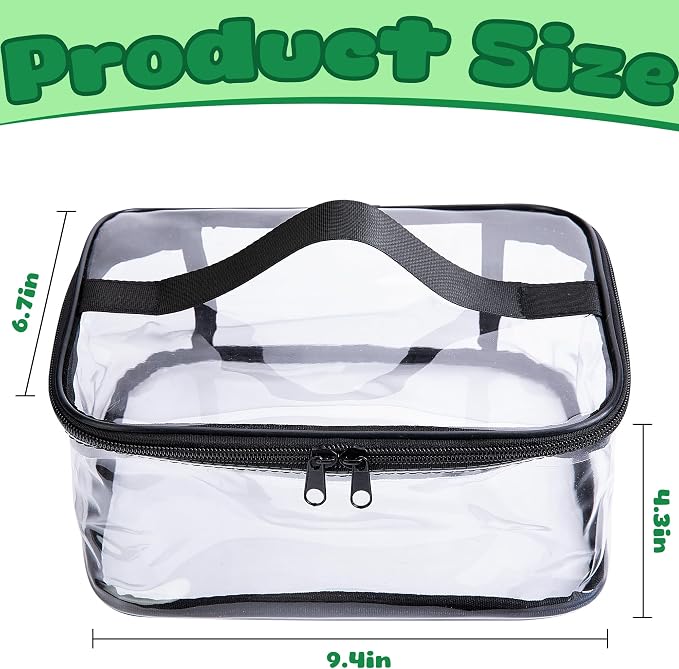 4 Packs Clear Toy Storage Bag, Waterproof PVC Toy Organized Bag with Zipper | 9"x 7"x 4" Transparent Toy Storage Organizer Pouch for Building Blocks Small Toys (Black)