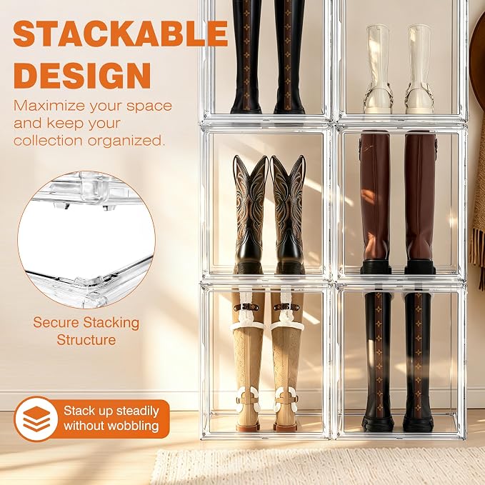 Extra Large Clear Storage Box for Cowboy Boots,Helmets,Large Handbag | For western style boots, motorcycle helmets, handbags, collectibles & seasonal storage while keeping everything organized