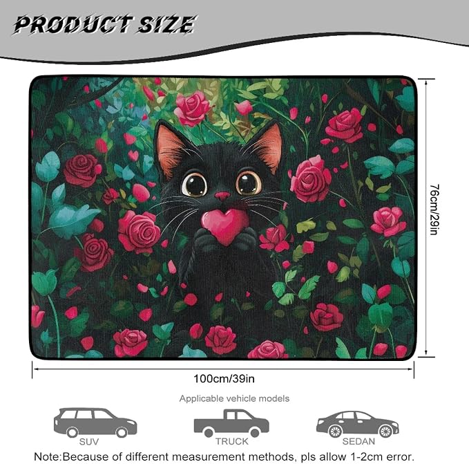 Heart Cat Car Trunk Mat 29" x 39"Inch Non Slip Rear Trunk Protection Cargo Liner Universal Vehicle Interior Accessories Fits for Most Car Models, Dustproof