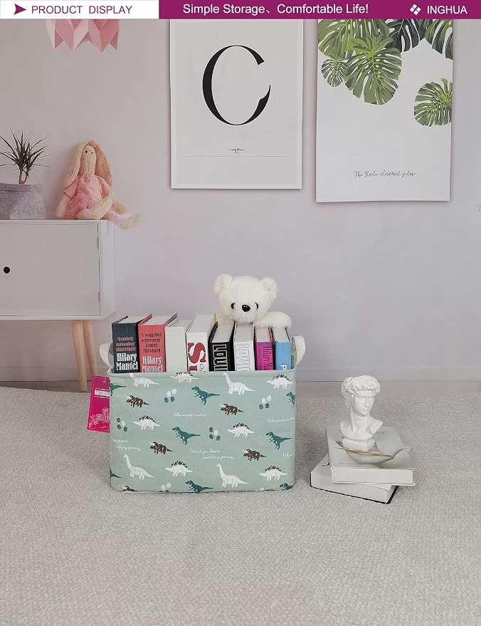 Rectangular Dinosaur Storage Basket | Gifts Bag for Toys,Books,Clothes,Gifts,Pets-Perfect for Home,Office,Nursery,Dorm,Shelf