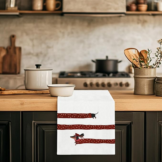 Funny Dachshund Kitchen Towels - Dachshund Dog Gifts for Dog Lovers Women, Cute Wiener Dog Dish Towels Dishcloths for Kitchen Bathroom Decorative 16x24 Inch