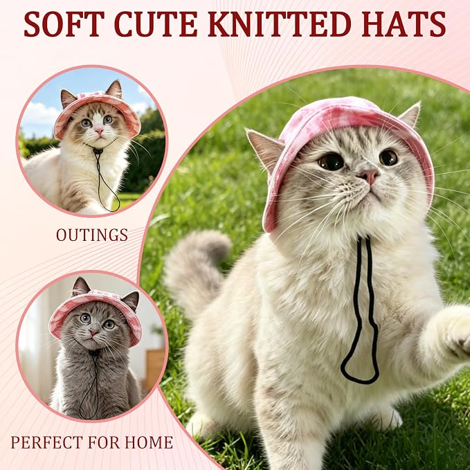 Cat Hats for Cats Only, Cat Sun Hat Sphynx Hat with Ear Hole Kitten Headwear Sun Sombrero Caps Summer Cat Cowboy Hats, Pet Chihuahua Sunscreen Baseball Outdoor Cap,Pink