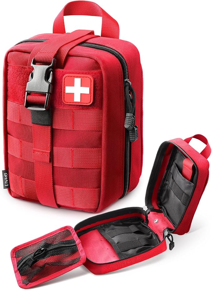 LIVANS 1000D First Aid Bag Empty, Medical Ifak Pouch for Emergency & EMT | Molle Compatible, Rip-Away & Quick-Release Design, Versatile for Tactical, Camping, Hiking and Travel