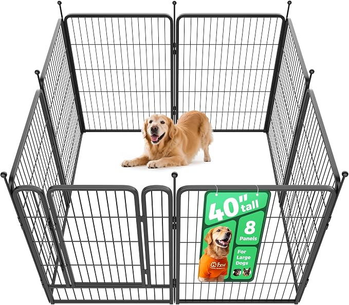 FXW Rollick Dog Playpen, Indoor, Yard & RV Camping, 40"H, 8 Panels | Easy setup, Heavy-duty, DIY layouts, for Medium & Large Dogs, Patented