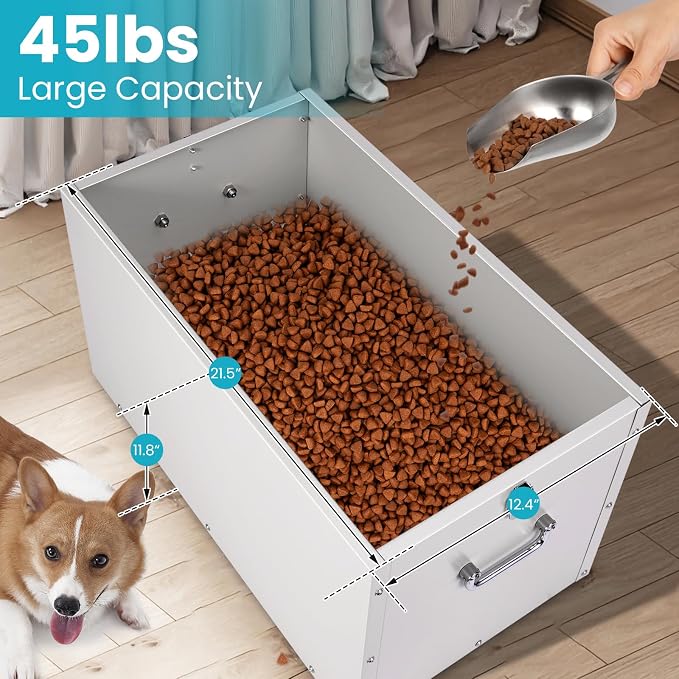 Elevated Dog Bowls with Storage Large Breed 15" H Raised Dog Bowl