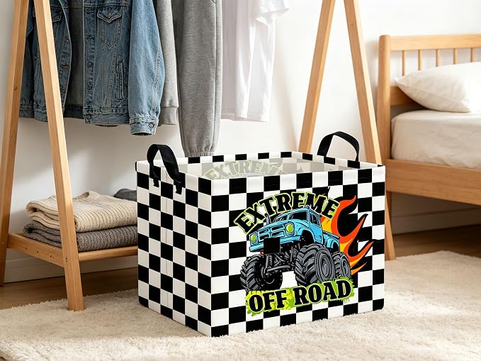 Rectangle Car Basket Cute Storage Bin Fish Box for Room Decor Gift Basket(Grid Car)