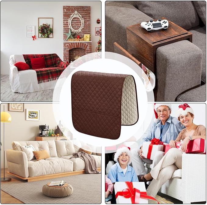 Sofa Armrest Organizer Multifunctional, Comfortable, Anti-Slip, | Recliner Arm Protector for Books Tablet Phone TV Remote Cellphone Book Phones Pets Chocolate Remote Control Snack