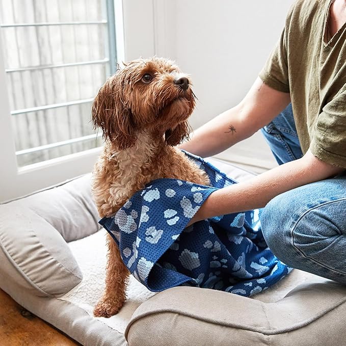 Dock & Bay Pet Towel - Super Absorbent & Quick Drying Dog Towels with Bag - 100% Recycled - K9 Camo, Large (120x70cm, 47x27)