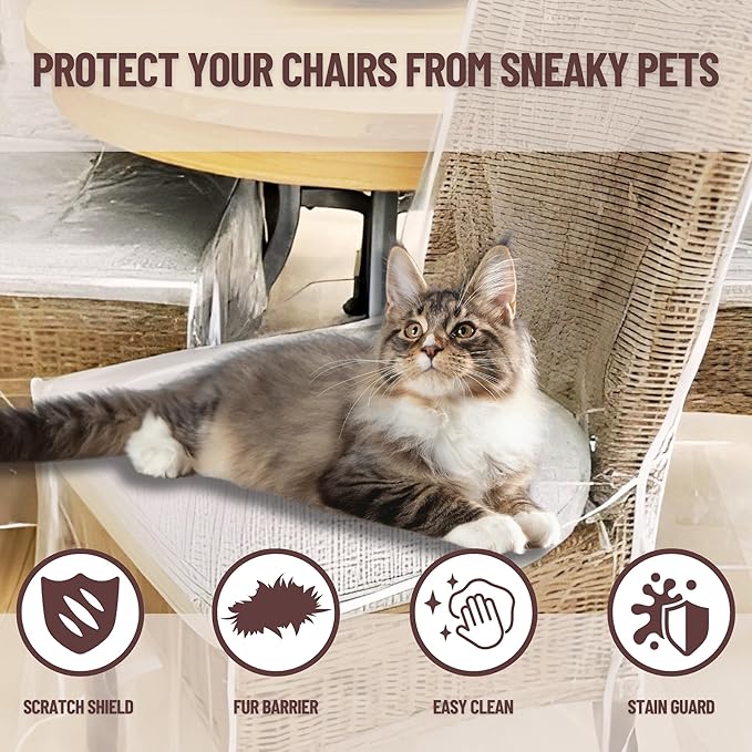 Evelots 2-Pack Clear PVC Dining Chair Covers, Spill-Resistant Protectors | Heavy-duty clear vinyl helps protect kitchen chairs from dust, spills, pet hair and claws; wipes clean with a damp cloth.