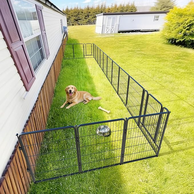 FXW Rollick Dog Playpen with Fence-to-Wall Anchors, 40" H, 16 Panels | Heavy-Duty & Easy setup Play Area, Flexible Boundaries, Indoor & Yard, For Medium & Large Dogs, Patented