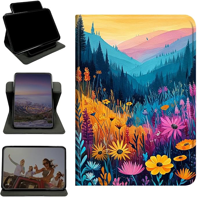 Case for Samsung Galaxy Tab S11 Ultra 2025 14.6" SM-X930/X936, 360 Degree Rotating Stand with Multi-Angle Vertical & Horizontal Viewing Shockproof Shell for Women Men, Mountain Wildflowers