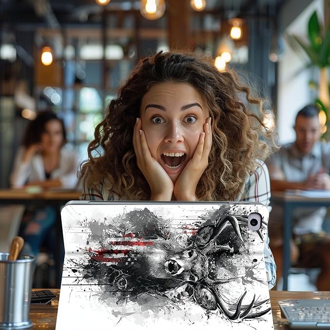 for Microsoft Surface Pro 11/10/9-13" 2024/2022 Tablet Case,Auto Wake/Sleep,Adjustable Stand Protective Cover - Deer Flag Art