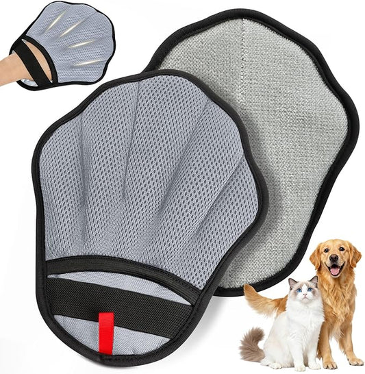 Pet Hair Removal Glove, Electrostatic Pet Hair Remover Glove for Cats & Dogs, Pet Hair Remover Tool for Laundry, Couch, Carpet, Car Seat - Upgraded Five-Finger, Reusable, Grey+Grey