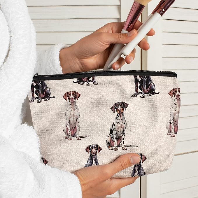 German Shorthaired Pointer Dog Makeup Bag, Dogs Lovers Gifts Cosmetic Bag for Women, Dog Mom Lovers Owner Gifts for Women Christmas, Pet Lover Gift Zipper Travel Makeup Pouch for Purse