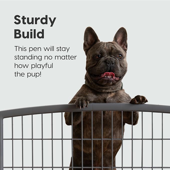 IRIS USA 4-Panel Dog Playpen, Pet Enclosure, Dark Gray | Puppy Training, Flexible Boundary, Configurable Layout, Multi-Shape Setup, Tool-Free Assembly, Stable Non-Tip Base