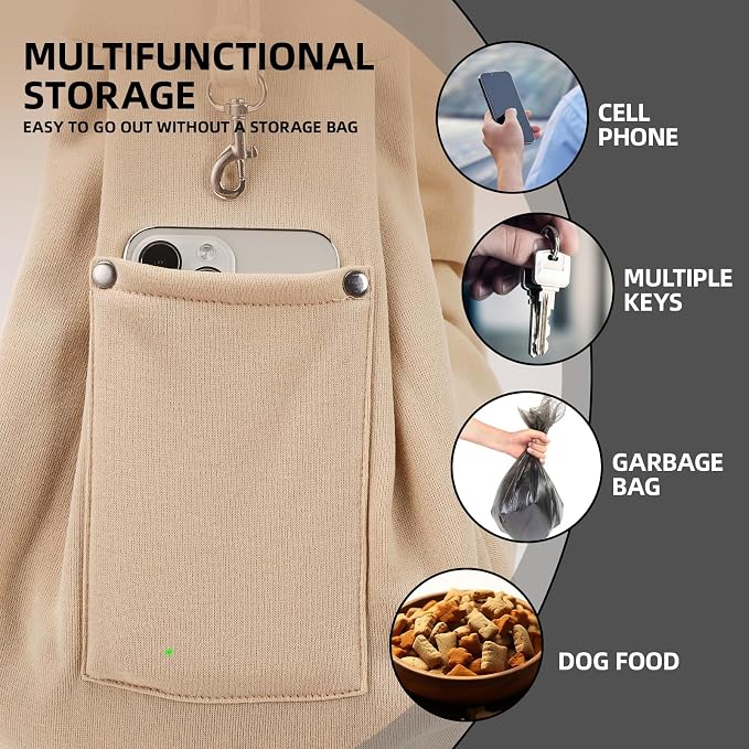 ARZQUT Dog and Cats Carrier Sling, Small Pet Carrier with Storage Pocket | Reversible Puppy Sling Carrier, Safety Buckle, Storage bag, Machine Washable for Travel, Outdoor Activitie, Hand-Free,Apricot