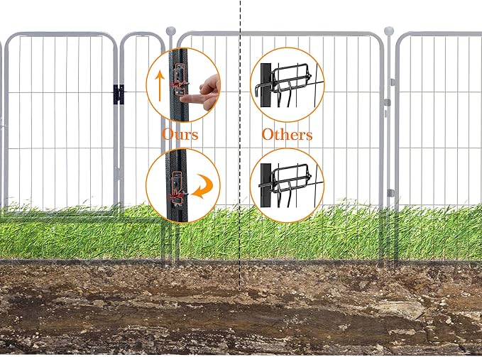 Dog Playpen,32/40/45 Inch Height in Heavy Duty, Folding Indoor Outdoor Anti-Rust Dog Exercise Fence, Portable Pet Playpen with Door for Large Medium Small Dogs and Pet (32 Panels, 32 Inch) Silver