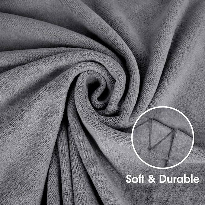 JML Bath Towels Set 4 Pack (30" x 60") - Large, Soft, Absorbent, Quick Dry Microfiber Towel for Hair Wrap, Fitness, Sports, Yoga, Swim, Pool, Grey