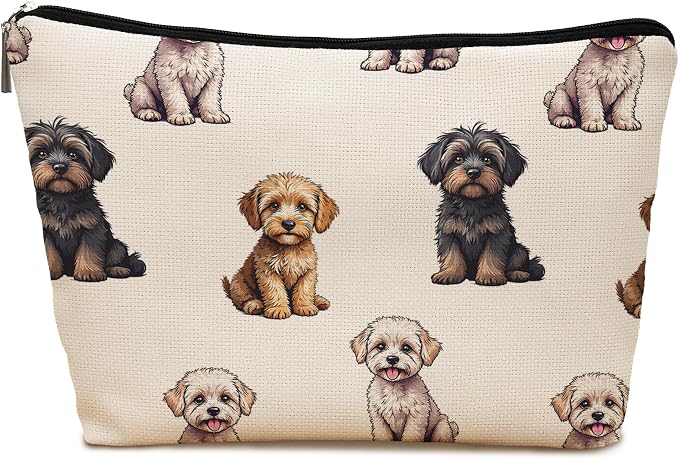 Cavapoo Dog Makeup Bag, Cavapoo Lovers Gifts Cosmetic Bag for Women, Dog Mom Lovers Owner Gifts for Women Christmas, Pet Lover Gift Zipper Travel Makeup Pouch for Purse