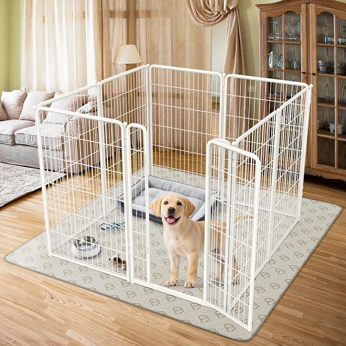 FXW Homeplus Indoor Dog Playpen with Washable Pee Pad, 45" H, 8 Panels | Calm Indoor Play Area, Super Absorbent Pad for Easy Cleanup, for Large Dogs, Patented