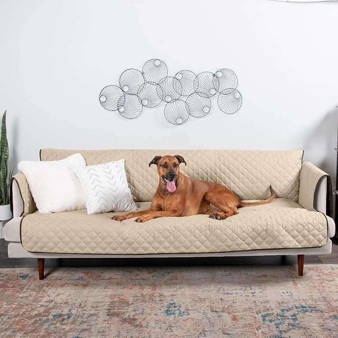Furhaven Water-Resistant & Reversible XL Sofa/Couch Cover Protector for Dogs, Cats, & Children - Two-Tone Pinsonic Quilted Living Room Furniture Cover - Espresso/Clay, Extra Large Sofa