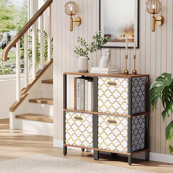 13x13x13 Storage Cube Bins, Collapsible Storage Bins Fabric Storage Cubes Organizer Baskets Box Drawers for Shelves, Closet, Wardrobe, Bookshelf, Cabinet, 3 Pack, White, AG40001-02