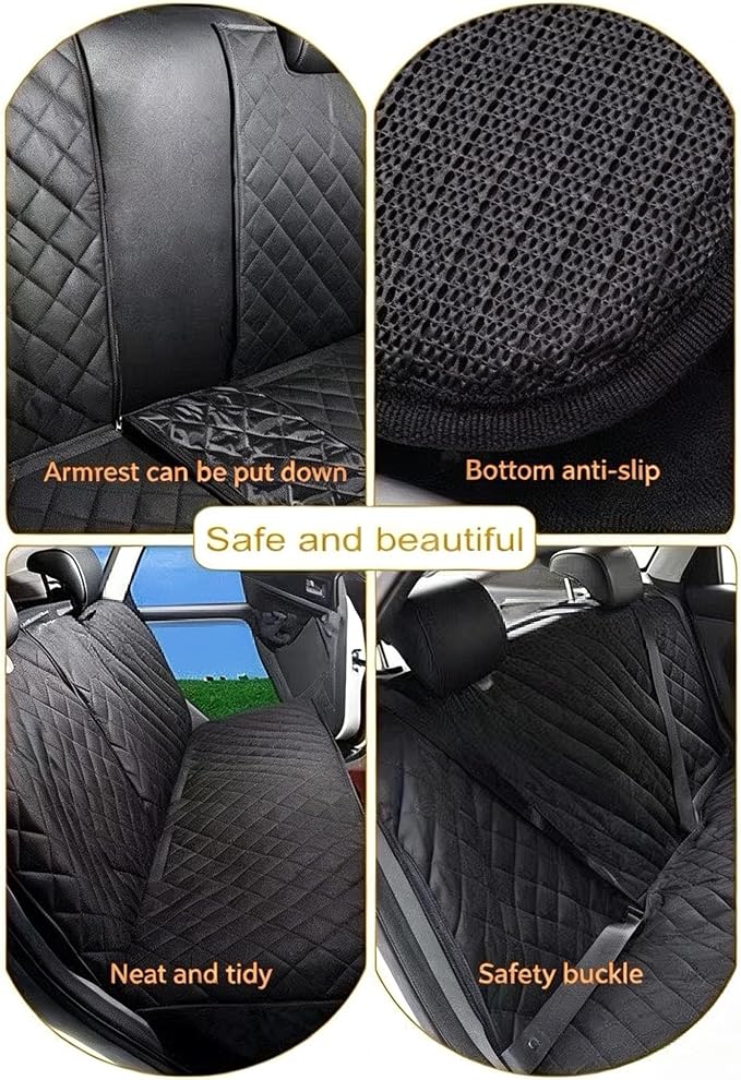 Rear Seat Pet Covers for VW Caddy Maxi 5 (V) SB I 2020-2024 | Quilted Heavy Duty Waterproof Hammock, Anti-Slip Scratchproof Bench Protectors, Washable Flap Travel Cargo Liners