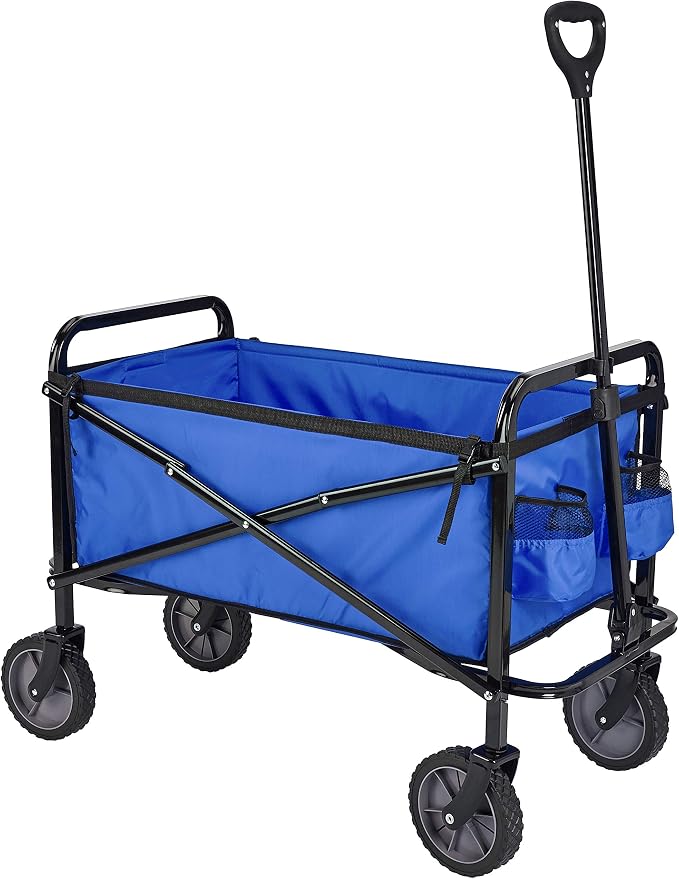 Amazon Basics Collapsible Heavy Duty Utility Wagon for Outdoor Sports, Camping, Garden, and Shopping, Versatile, Easy to Store, 265 Pounds Capacity, 27.6 x 40.9 x 20 inches, Blue