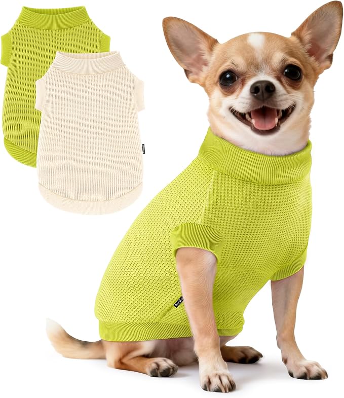 2 Pack Dog Shirt for Small Supplies Functional Waffle Dog Clothes Warm Soft Sweatshirt Outfit for Dogs Cats Pet Apparel
