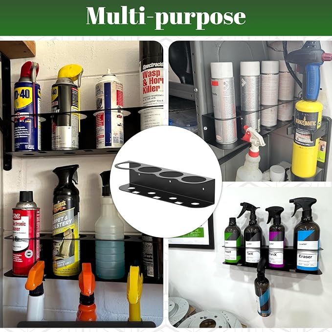 Spray Bottle Holder Spray Bottle Holder Wall Mount | Space-Saving Cold-Rolled Steel Garage & Workshop,Home Cleaning,Veterinary Offices,Retail Stores,Garden & Outdoor