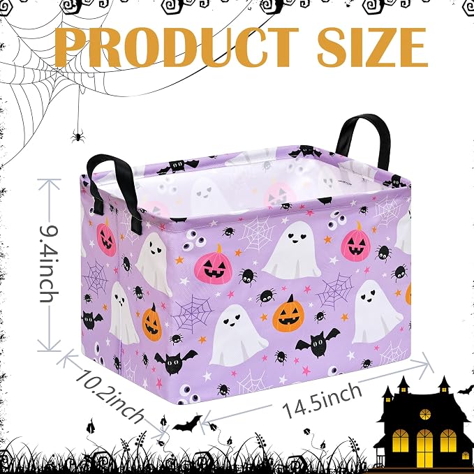 Halloween Storage Basket Home Shelf Basket Rectangle Organizer Box Clothes Laundry Hamper Nursery Bin Gift Laundry Basket with Handles