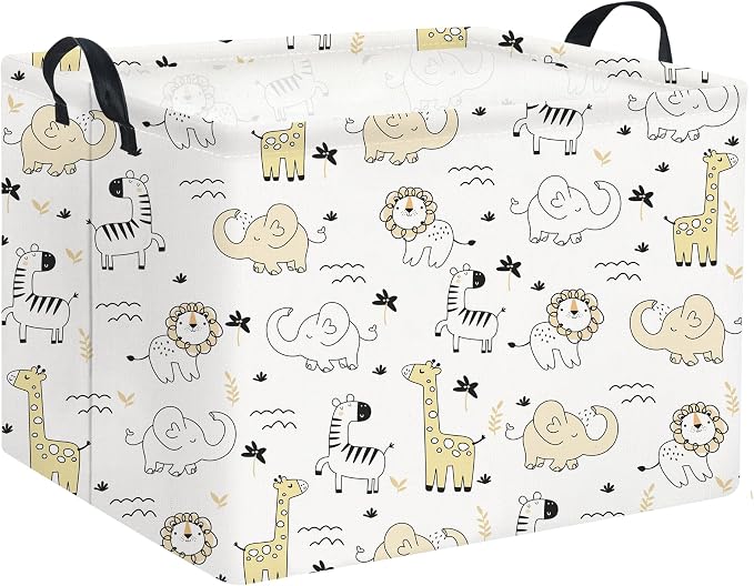 Baby Baskets kids Toy Basket for Boy and Girls Woodland Gift Basket Empty Cute Storage Bin Organizer Box Rectangular Animal Room Decor for Books(Animal)