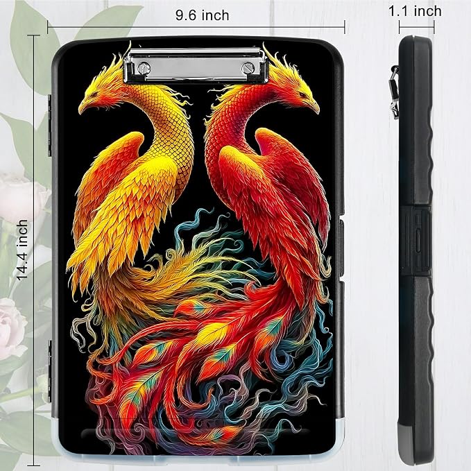 A4 Clipboard with Storage Pen Holder, Clipboards Organizer Nursing Clipboard Foldable File Folder Plastic Clipboard Folio Clip Board for Office Work Classroom Doctor, Flamingo Red