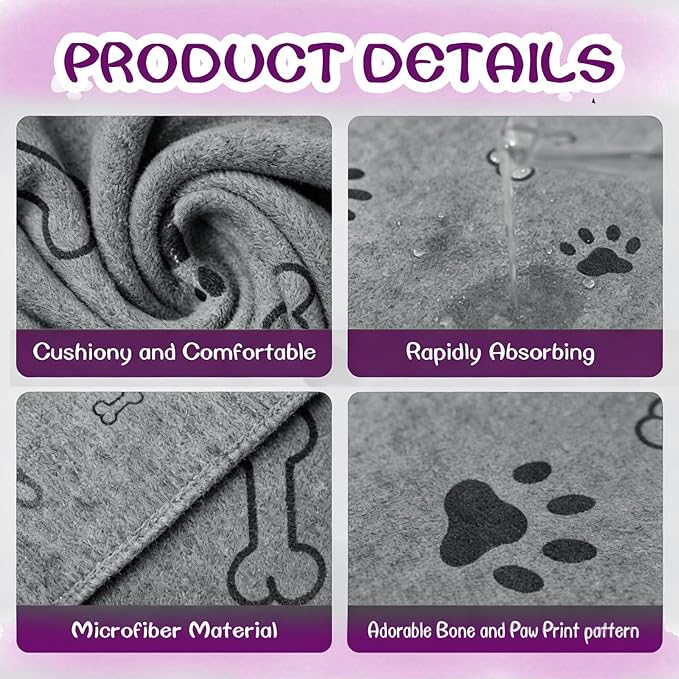 30 Pcs Dog Towels for Drying Dogs Bulk 20 x 40 Inch Quick Drying Pet Bath Towels Colorful Pet Grooming Towel Absorbent Microfiber Towel for Small Medium Large Dog Puppy Cat (Gray)