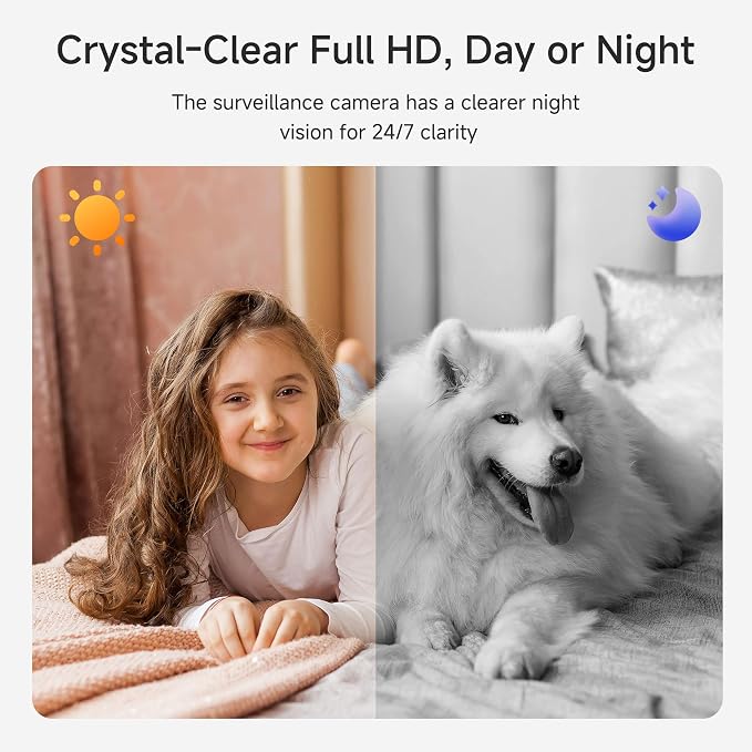 Noorio 2K Indoor Camera Wireless, Baby Monitor Pet Camera, 2-Way Audio | 360-Degree for Home Security/Smart Motion Tracking, Phone App, IR Night Vision, Siren, Compatible with Alexa, CS201