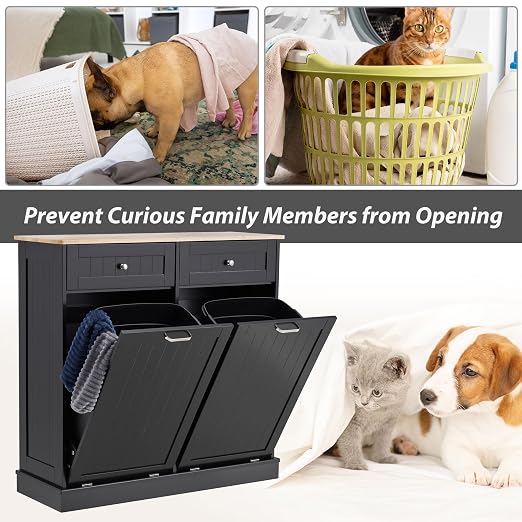 Spurgehom Double Tilt Out Trash Can Cabinet 2 X 13 Gallon with Storage