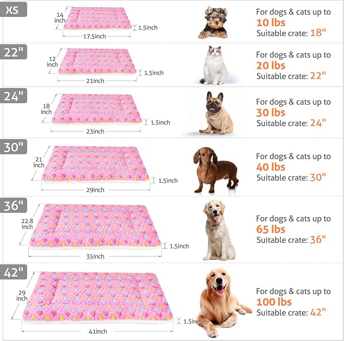 Mora Pets Cat Bed Ultra Soft Dog Crate Pad Star Print 14 x 17.5 inch Pink | Washable Crate Mat for Small Dogs and Indoor Cats, Reversible Fleece Dog Kennel Pad, Flat Pet Bed, Cat Carrier Mat