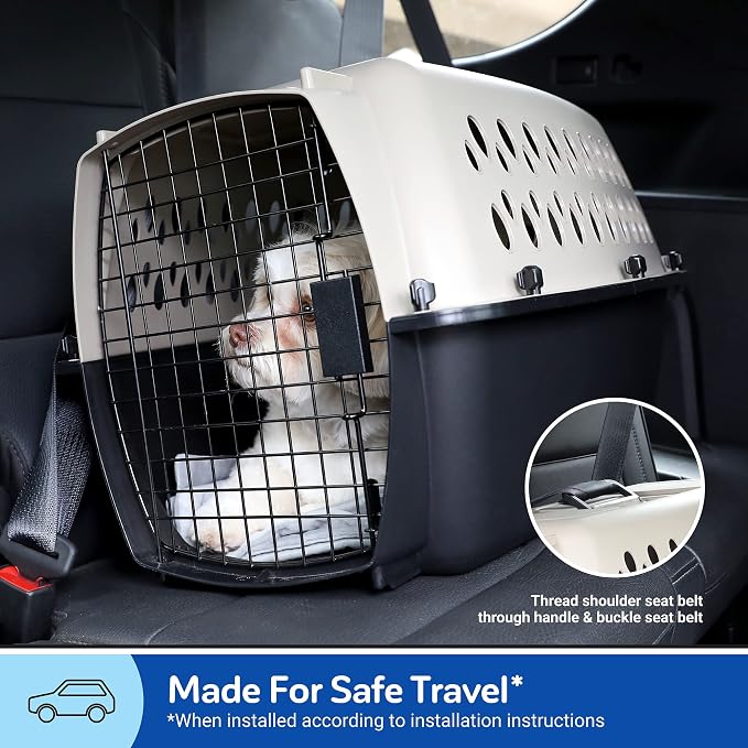 Petmate Vari Dog Kennel, Carrier, 10 to 20lbs, 24in, Taupe and Black | Airline Friendly and Made of Durable Plastic, This Pet Crate Works Great for Home and Travel